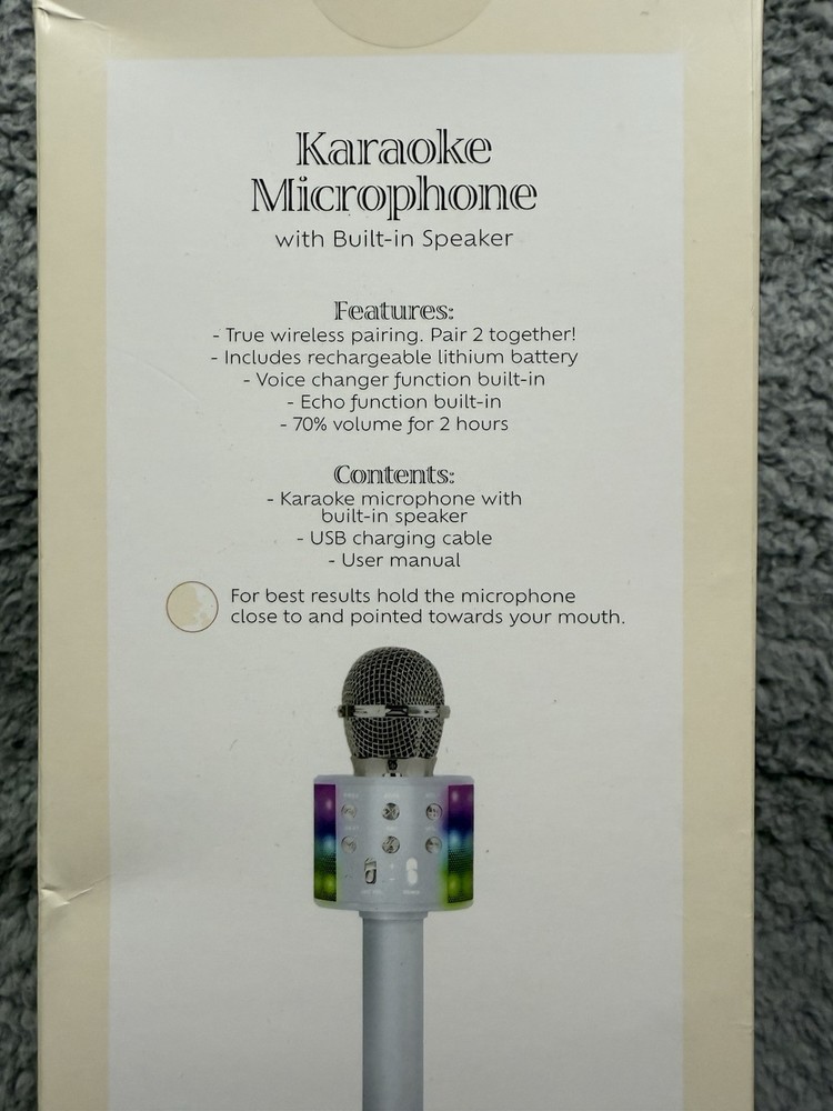 VIVITAR Wireless Karaoke Bluetooth Party Speaker Handheld Microphone White