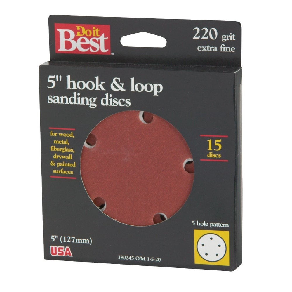Do it Best 5 In. 220-Grit 5-Hole Pattern Vented Sanding Disc with Hook & Loop