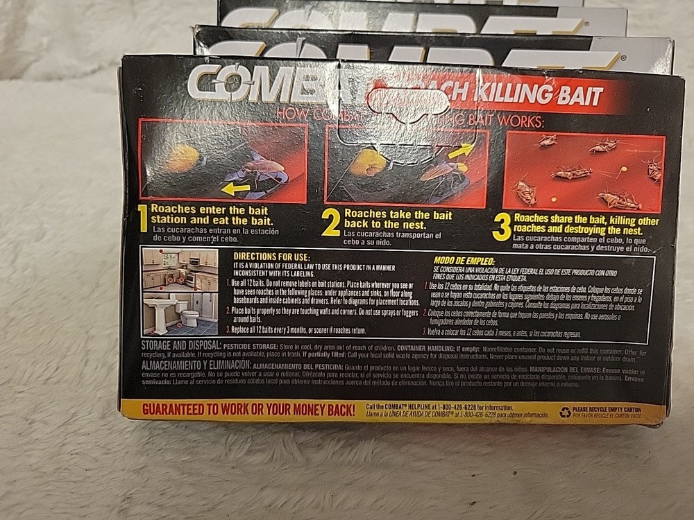 6 COMBAT Max Roach Killing Bait Small Roaches 12 Bait Stations/ Box 6pack! FS!