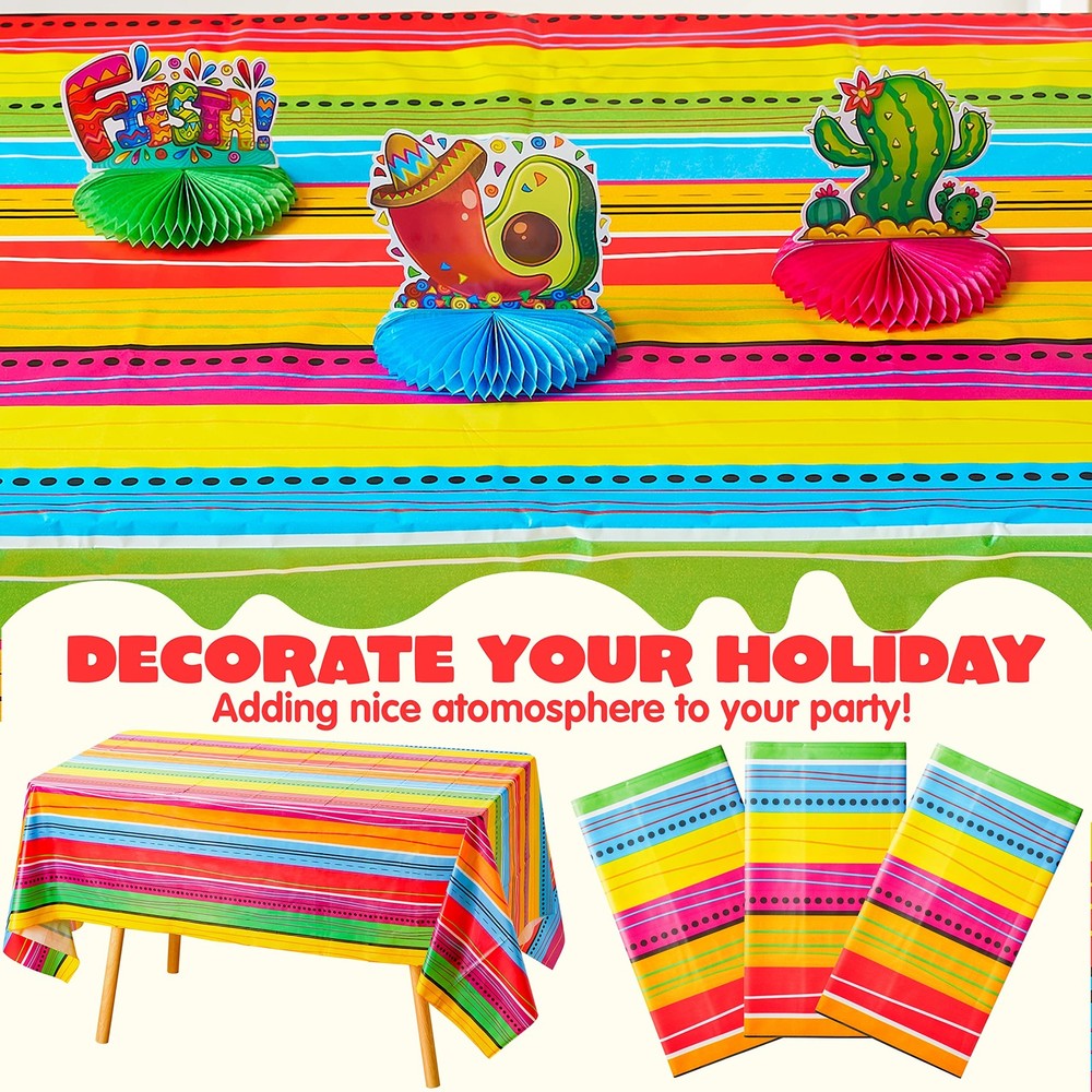 JOYIN 6 pcs Cinco De Mayo Printed Plastic Tablecover Multicolor, Multi Color