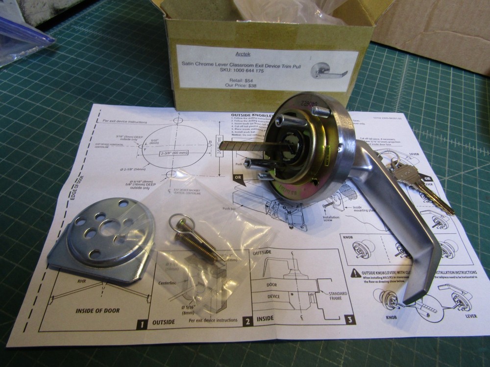 1 – Arctek 80LC Satin Chrome Lever Classroom Exit Device Trim Pull 1000 644 175.