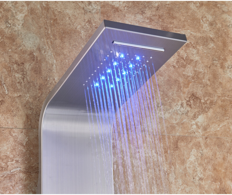 Shower Panel Tower System LED Rain&Waterfall Massage Jet Spraye Stainless Steel