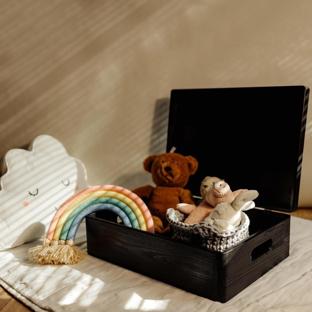 Black Wooden Box XL | Kitchen Document Organizer