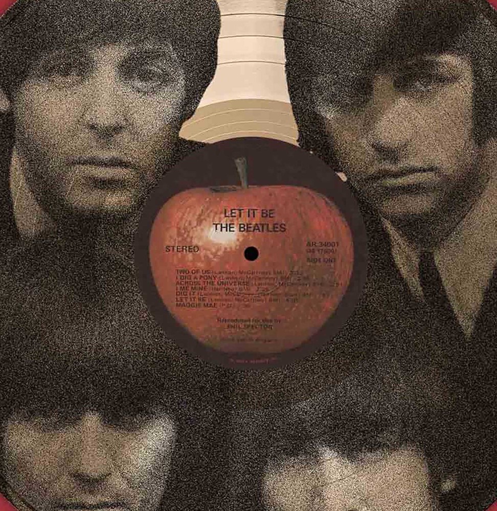 Beatles Let It Be Framed Gold Etched LP Shadowbox