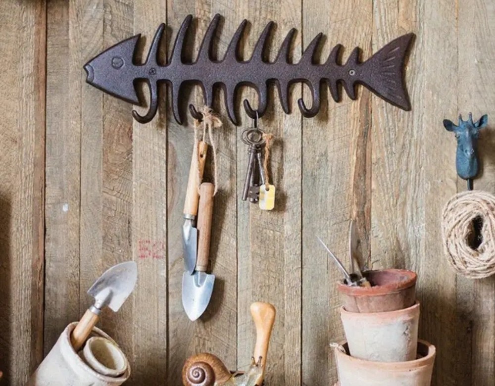 Vintage Style Fish Bone Cast Iron Wall Hooks