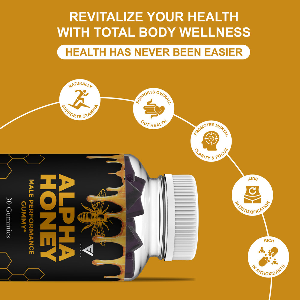 (3 Pack) Alpha Honey Performance Gummies, AlphaHoney Supplement (90 Gummies)