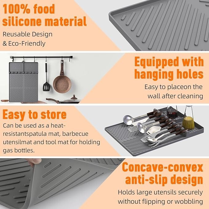 Silicone Grill Mat Compatible with Blackstone, Silicone Griddle Tools Mat with D