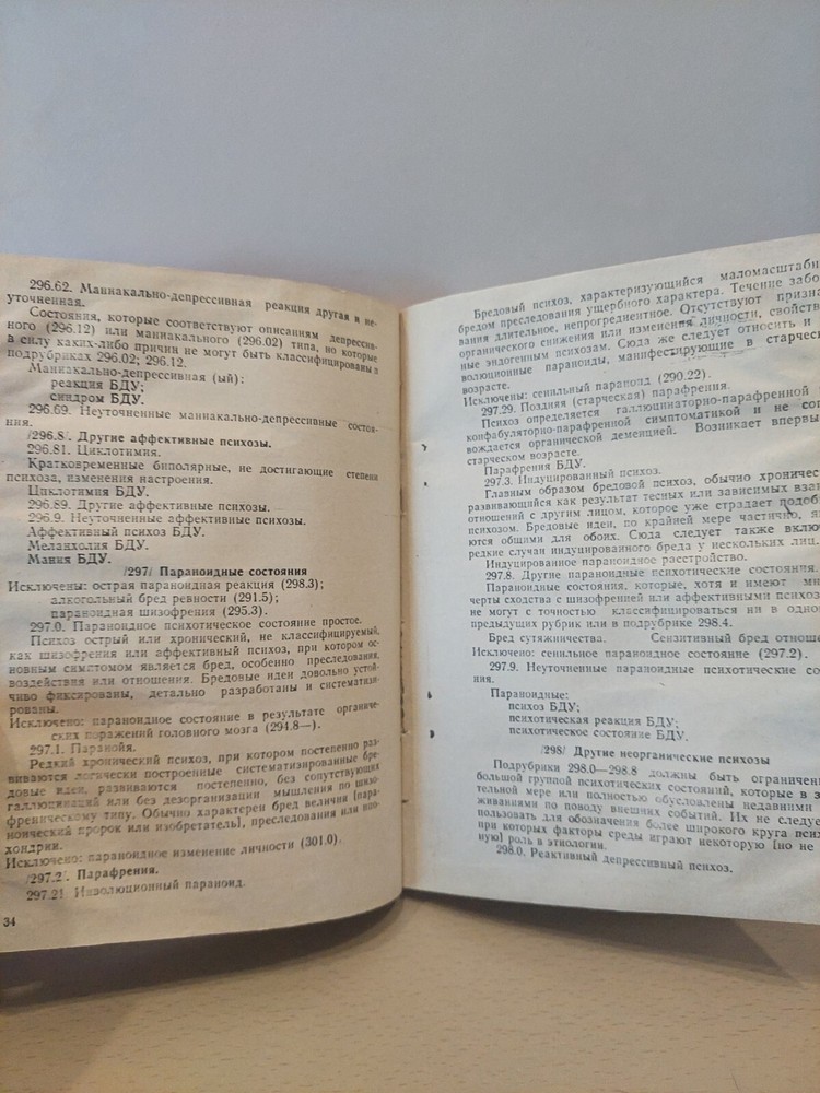Soviet Book Samizdat Psychiatric Disorders ICD 9. Moscow 1982.