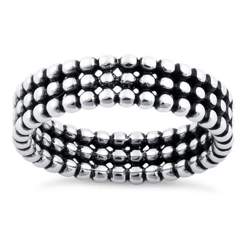 925 Sterling Silver Triple Bead Eternity Ring