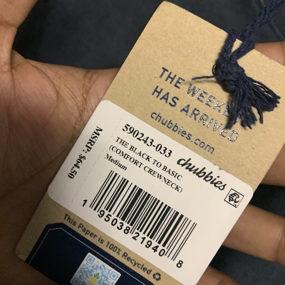 Chubbies Men’s Sweatshirt Size M Crew Neck Hawaiian Black To Basic Medium