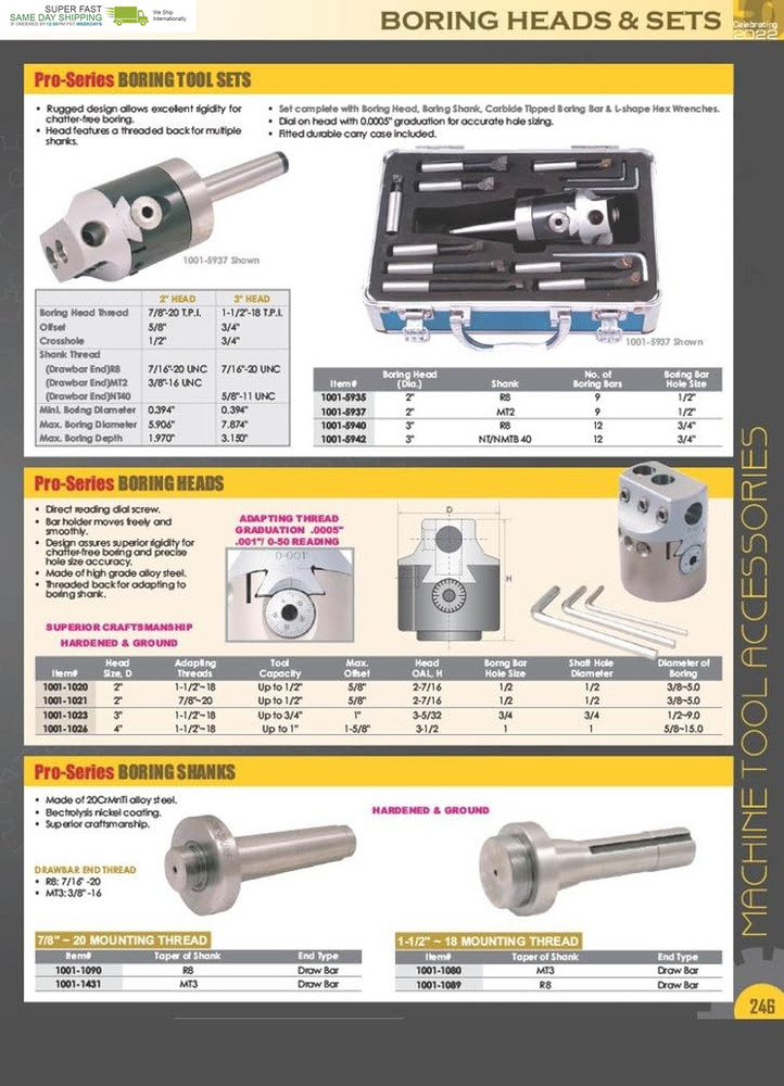 Boring Tool Set (2 Inch Head & MT3 & 1/2 Inch)