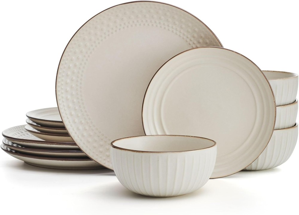pfaltzgraff Janelle 12 Pc Dinnerware  Beige—-Item Missing One Bowl