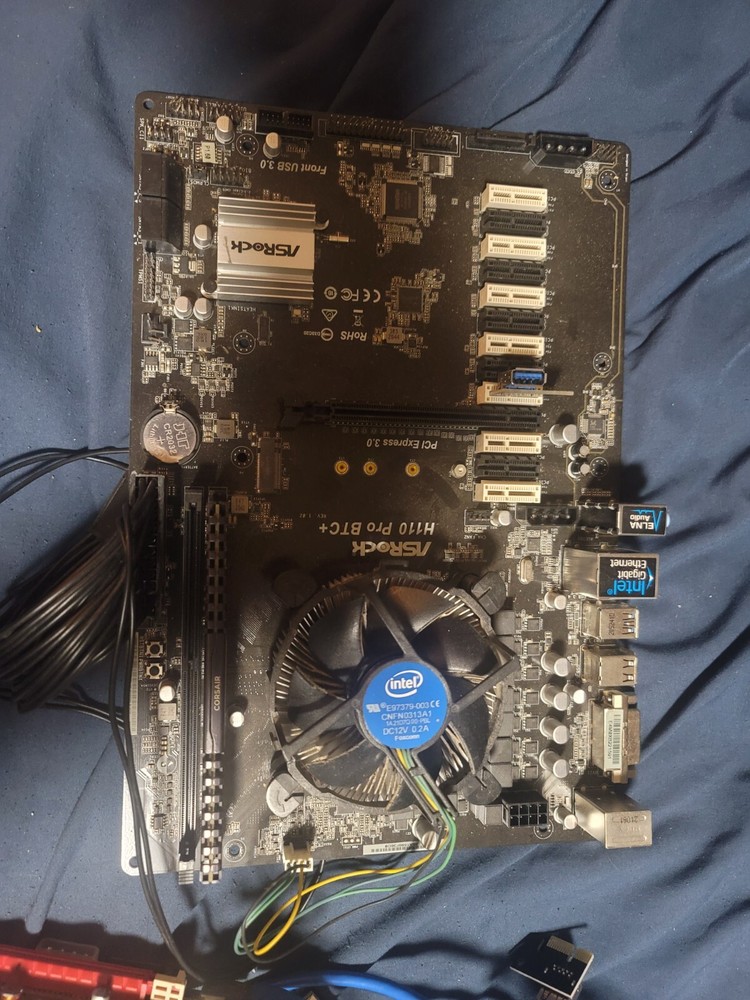 Barebones Mining Setup with Frame, Risers, (2) 1000W PS, Motherboard, Processor