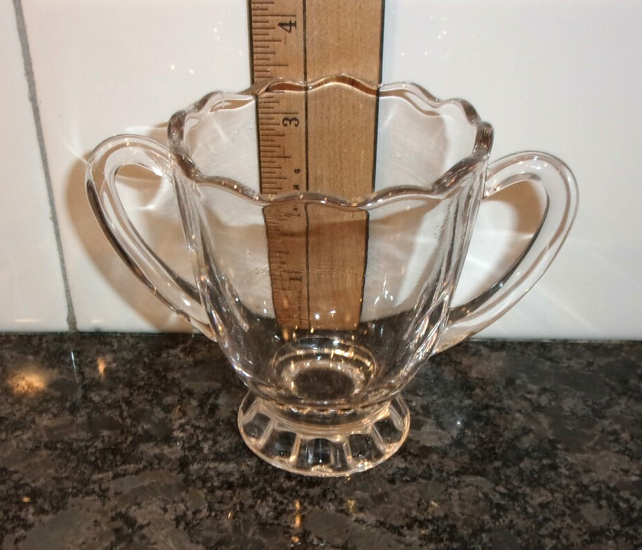 VINTAGE CLEAR SUGAR SERVER CONTAINER - CLASSY - TWO HANDLES -
