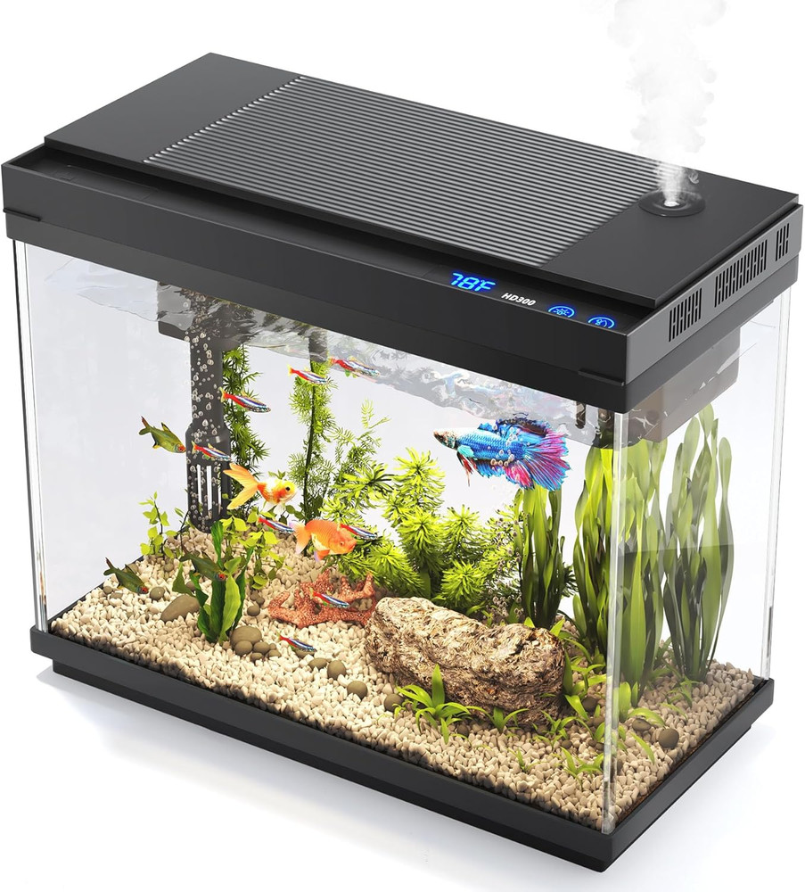 2.4 Gallon Fish Tank Starter Kit LED Temp Display Filter Pump Quiet - US