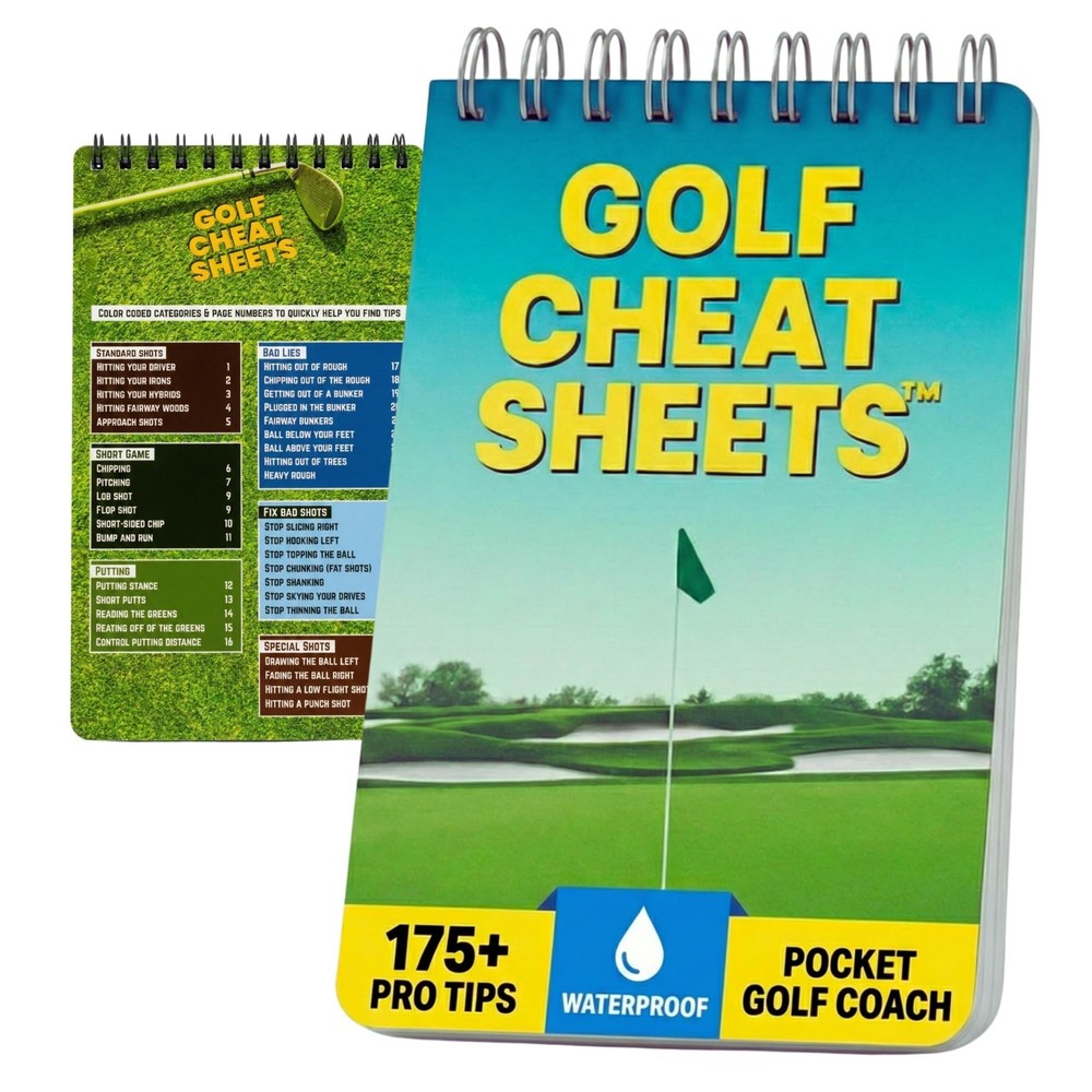 Waterproof Golf Cheat Sheets - 175+ Tips Pocket Guide for Beginners & Mid-Handic