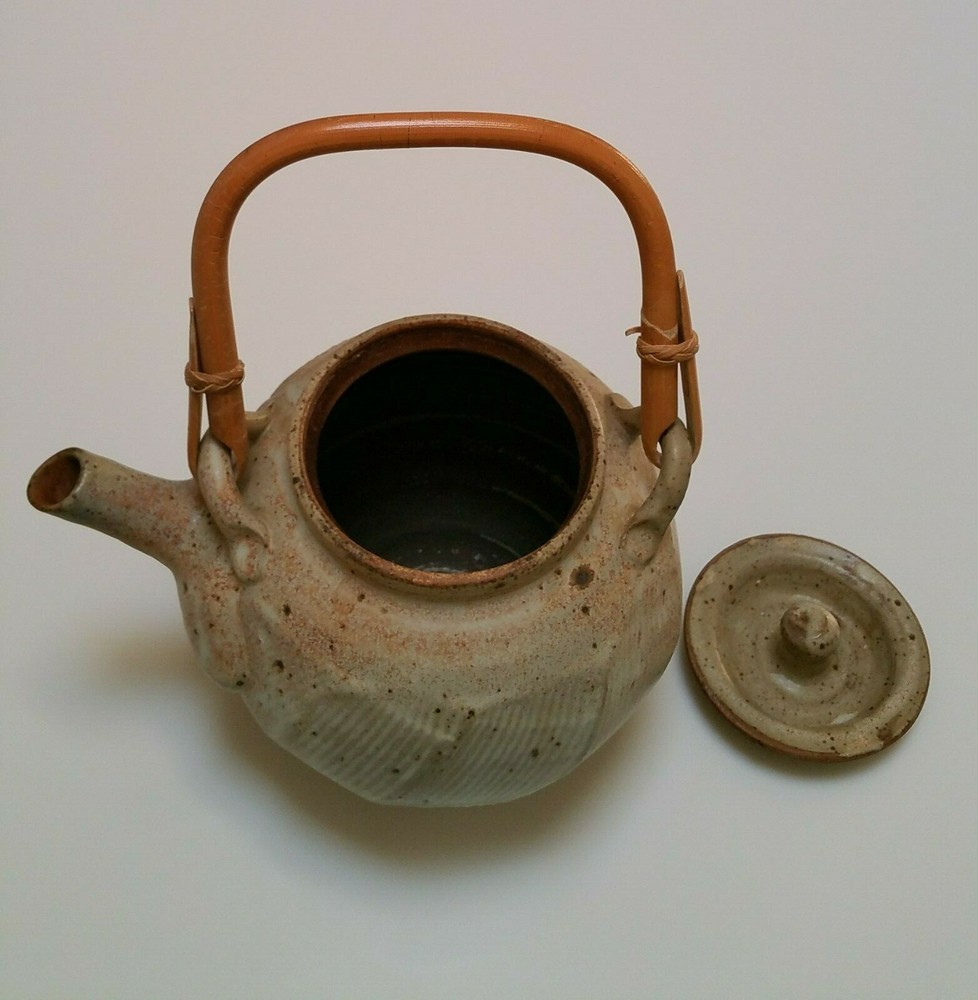 Studio Pottery Teapot with Bamboo Handle