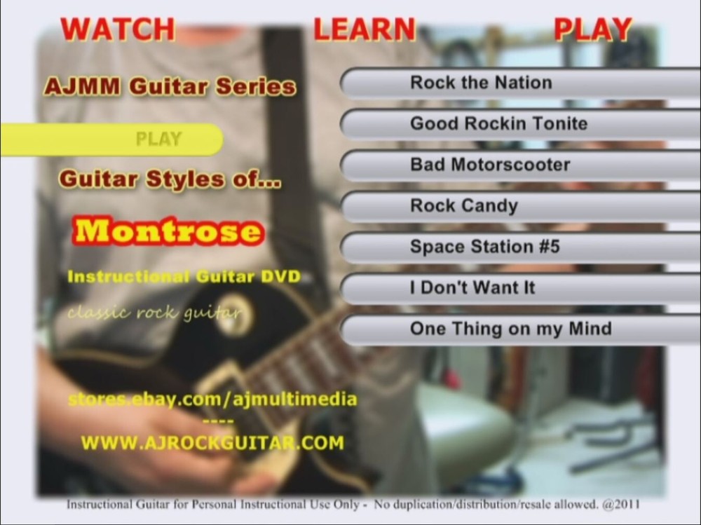 Custom Guitar Lessons, learn Montrose guitar style