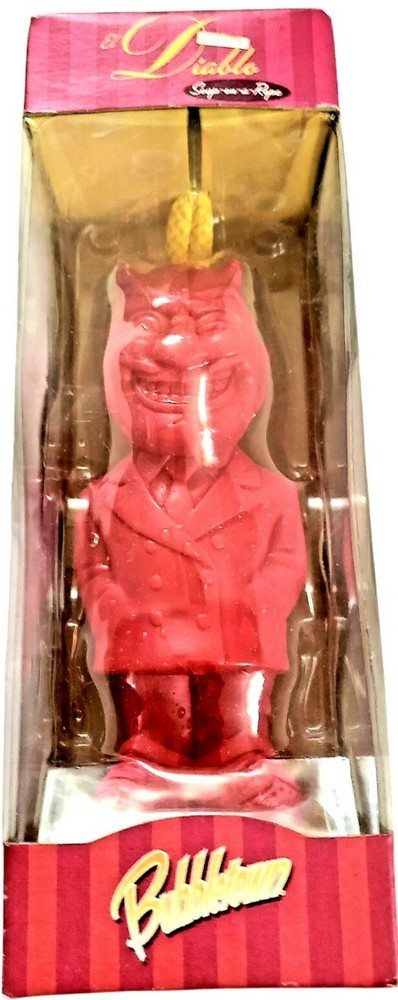 Vintage DEVIL Soap On A Rope Diablo Devil Bubbletown Gag Novelty Gift FLAWED Box