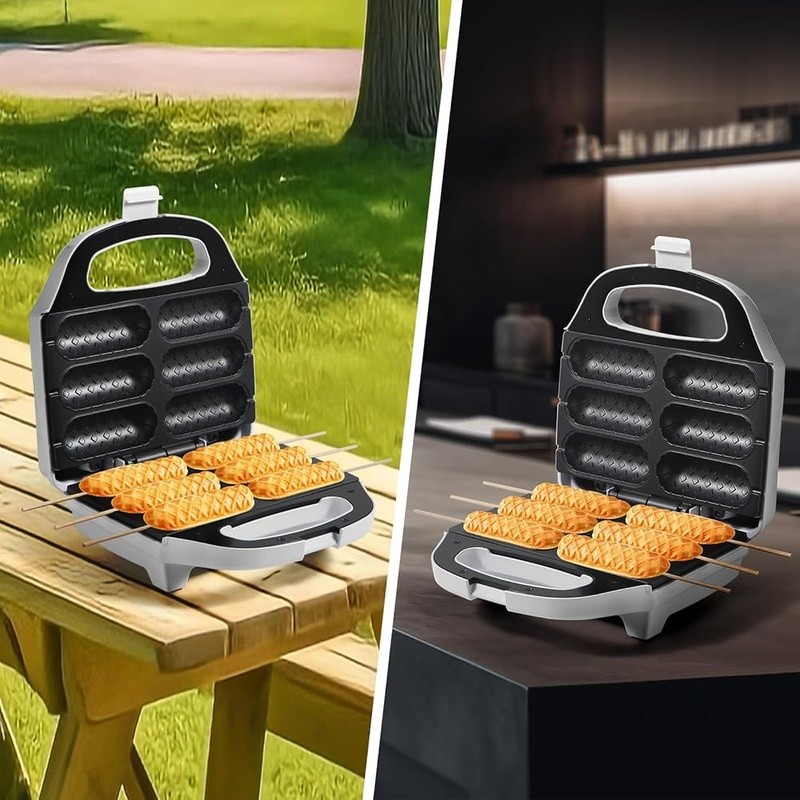 6 Corn Dog Maker W/ Automatic Temperature Control Non-Stick Plates Easy to Use