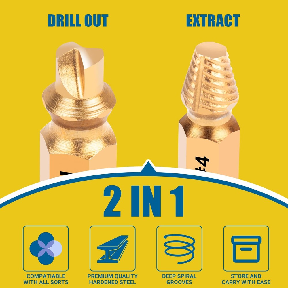 CLEVEROOL 10 PCS Damaged Screw Extractor Set, 6 HSS 6542 Extractor...