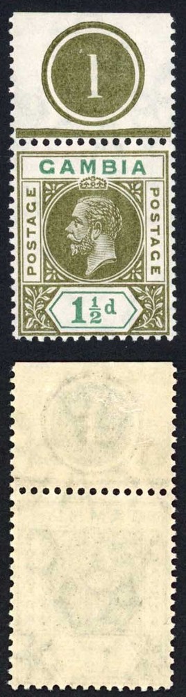 Gambia SG88 1 1/2d   Wmk Mult CA Plate Number Example U/M