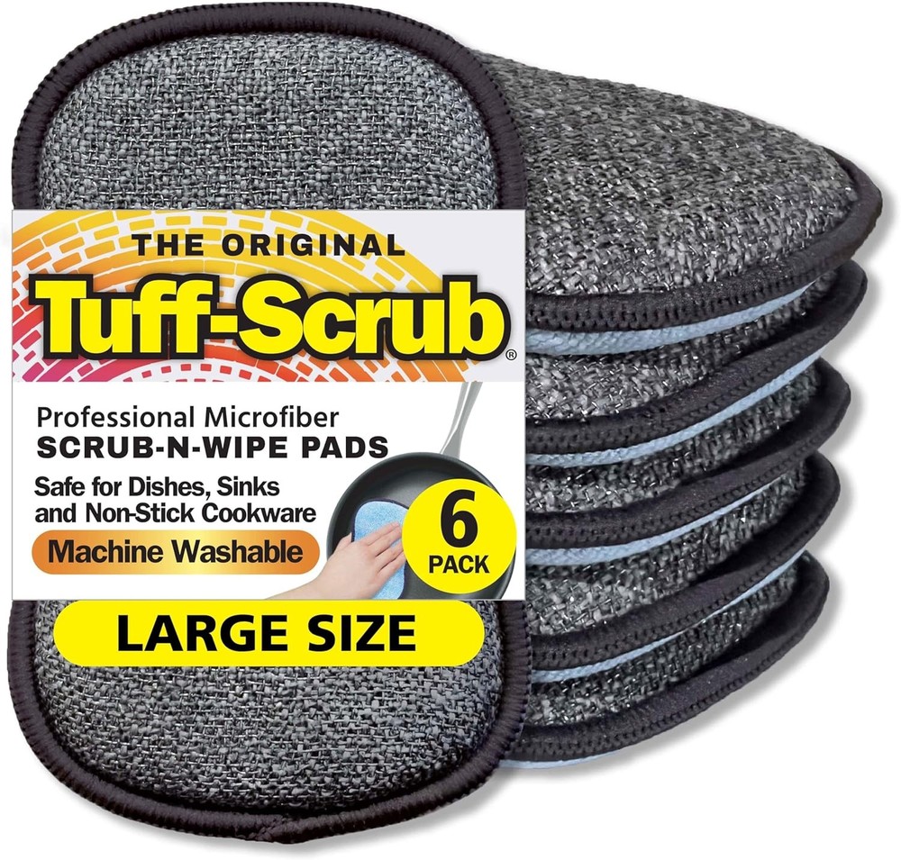 Original Scrub-N-Wipe Pad by , 6-Pack, Microfiber, Multi-Surface, Non-Scratch, D
