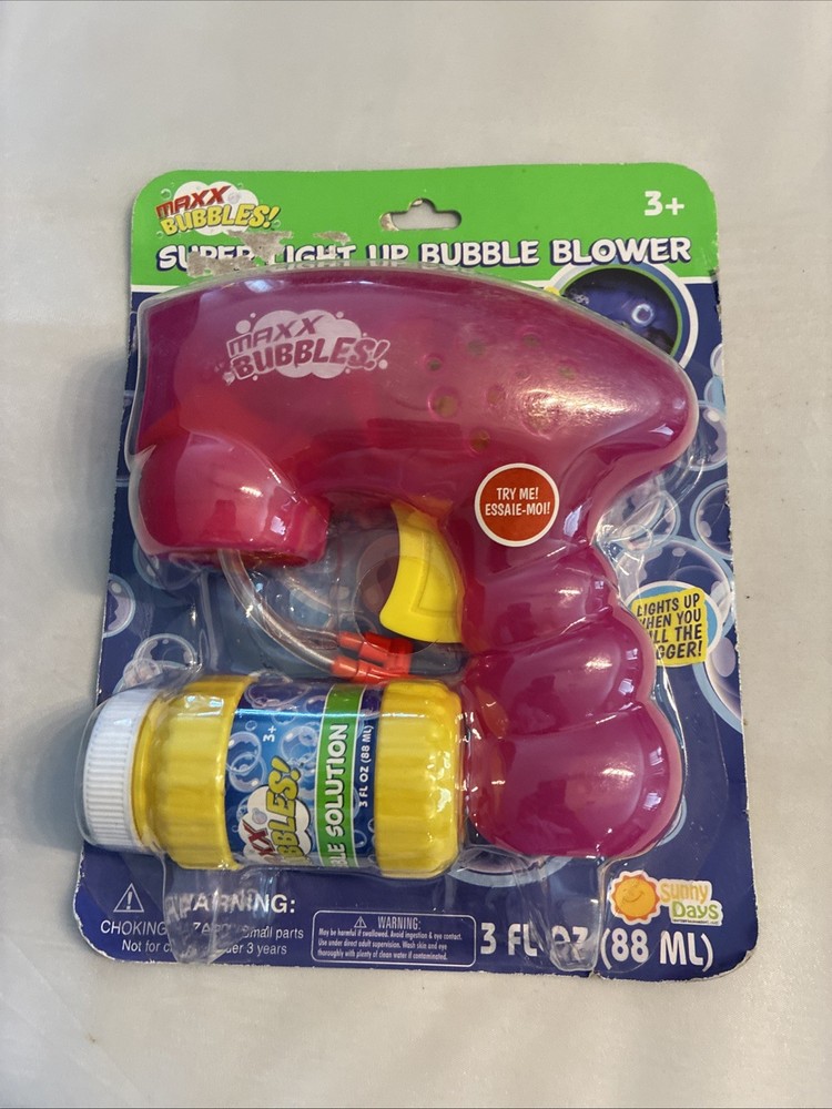 Maxx Bubbles Super Light Up Bubble Blower Pink New