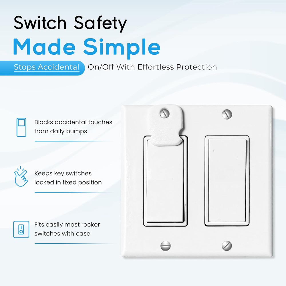 Light Switch Guard for Rocker Switches Prevent Accidental On/Off Durable Plastic