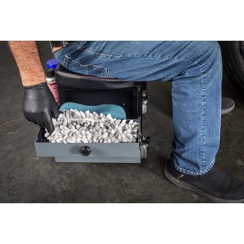 Rolling Seat with Roller Toolbox Garage Stool - Grey Expandable Tool Trays