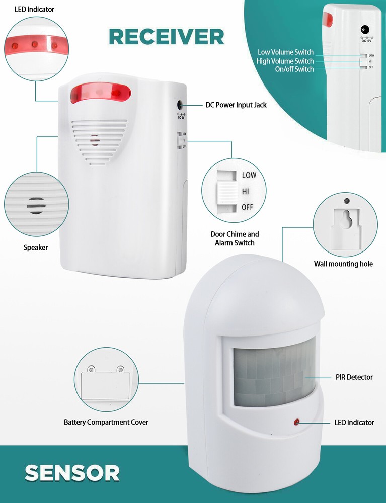 600FT Wireless Motion Sensor System Driveway Alarm Alert Security Indoor