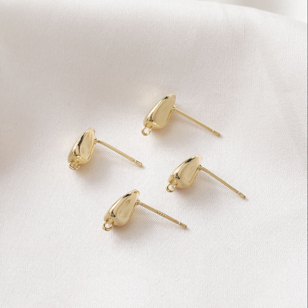 6pcs Gold/Silver Oval Bean Earring Post,Geometry Irregular Hammered Stud Earring