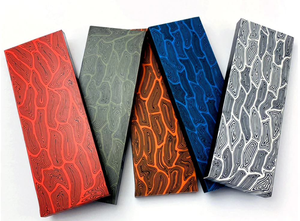2 PIECES G10 Knife Handle Material Blanks Scales Composite Damascus Pattern DIY