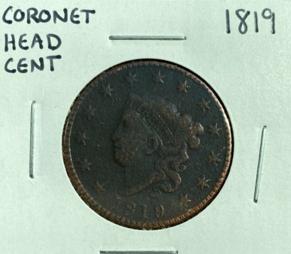 1819 Coronet Head LARGE CENT VERY NICE - FULL LIBERTY -