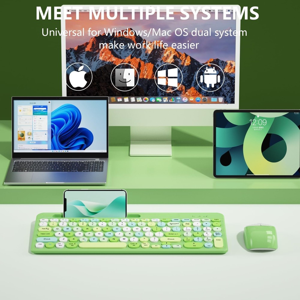 Bluetooth Keyboard and Mouse Wireless, Multi-Device Rechargeable Keyboard and...