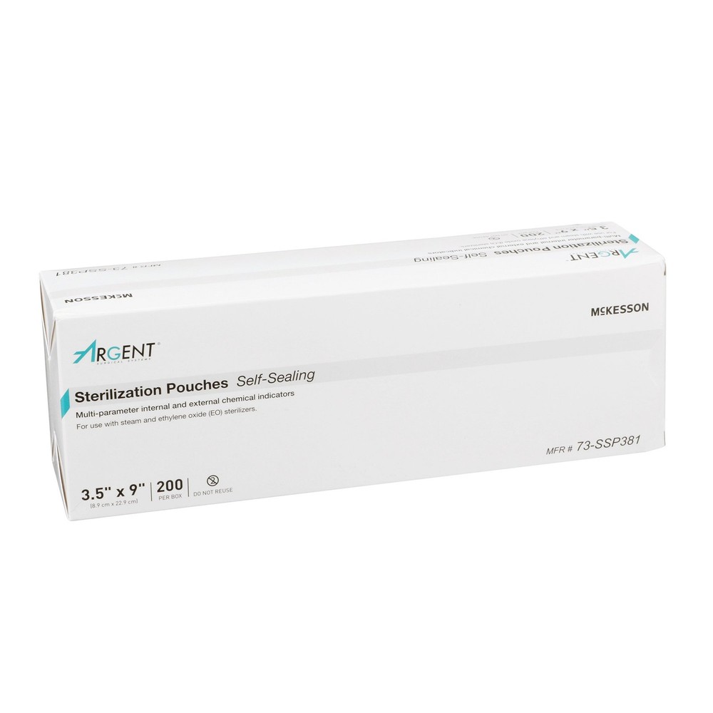 McKesson Argent Sure-Check Sterilization Pouch Transparent White 3.5 x 9" Self