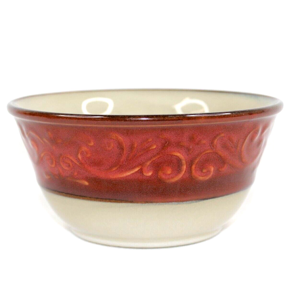 Pier 1 Imports Stoneware Red Scroll Pattern Soup Cereal Bowl Replacement