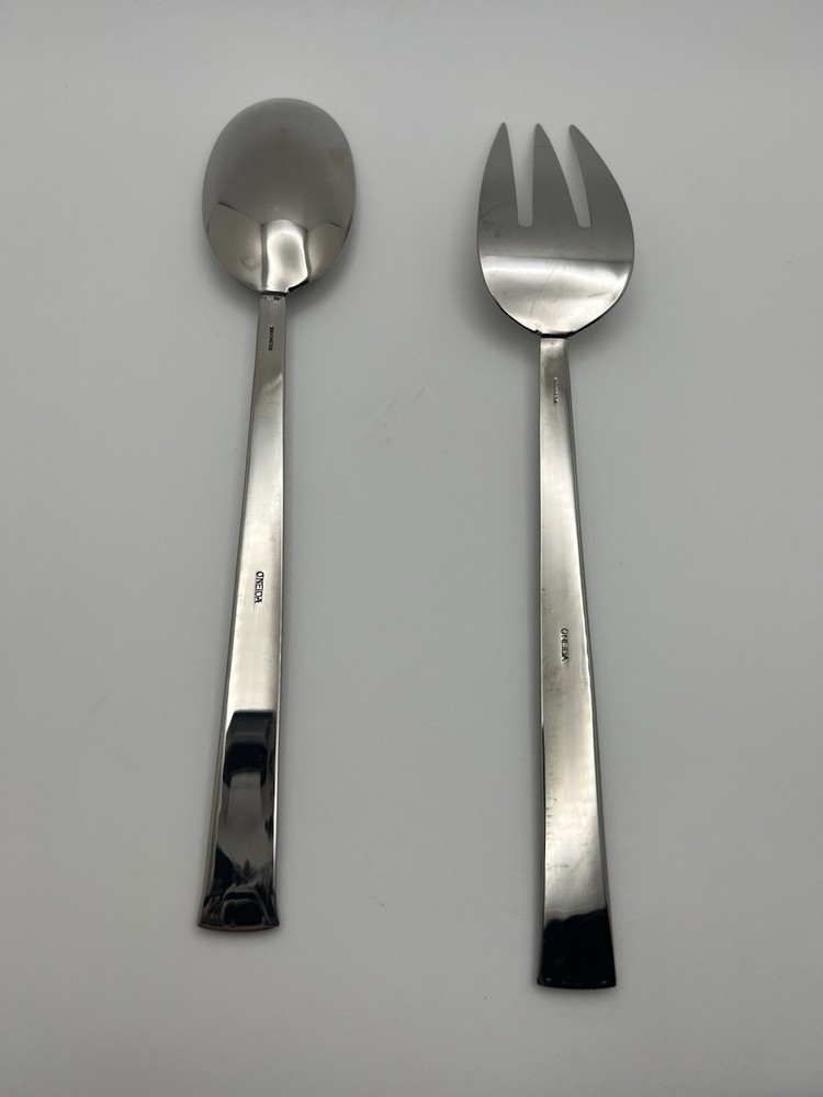Oneida Sunnybrook Serving Spoon & Meat Fork Set Of 2 Stainless Glossy Flatware