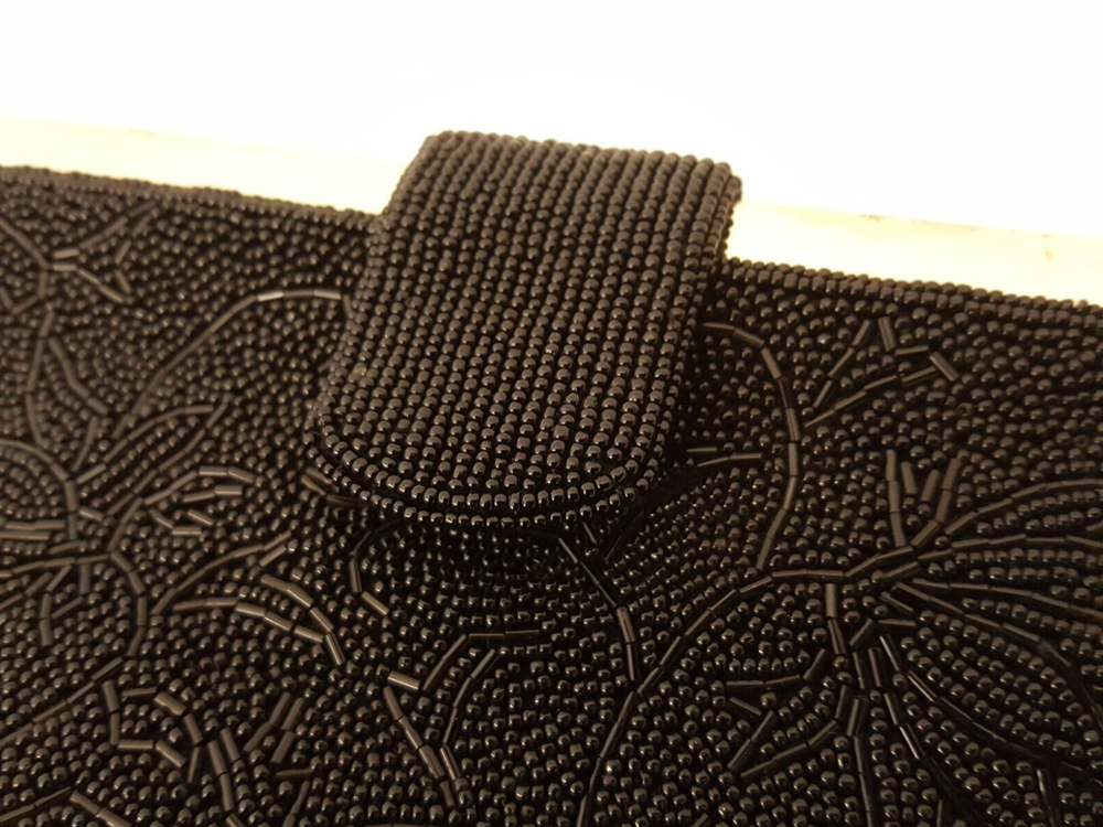 Vintage black glass beaded purse very nice