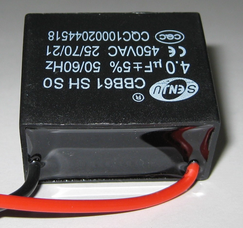 CBB61 4 uF Split Phase Motor Run Capacitor - 450 V AC – 3.5" Wires - 4uF Cap