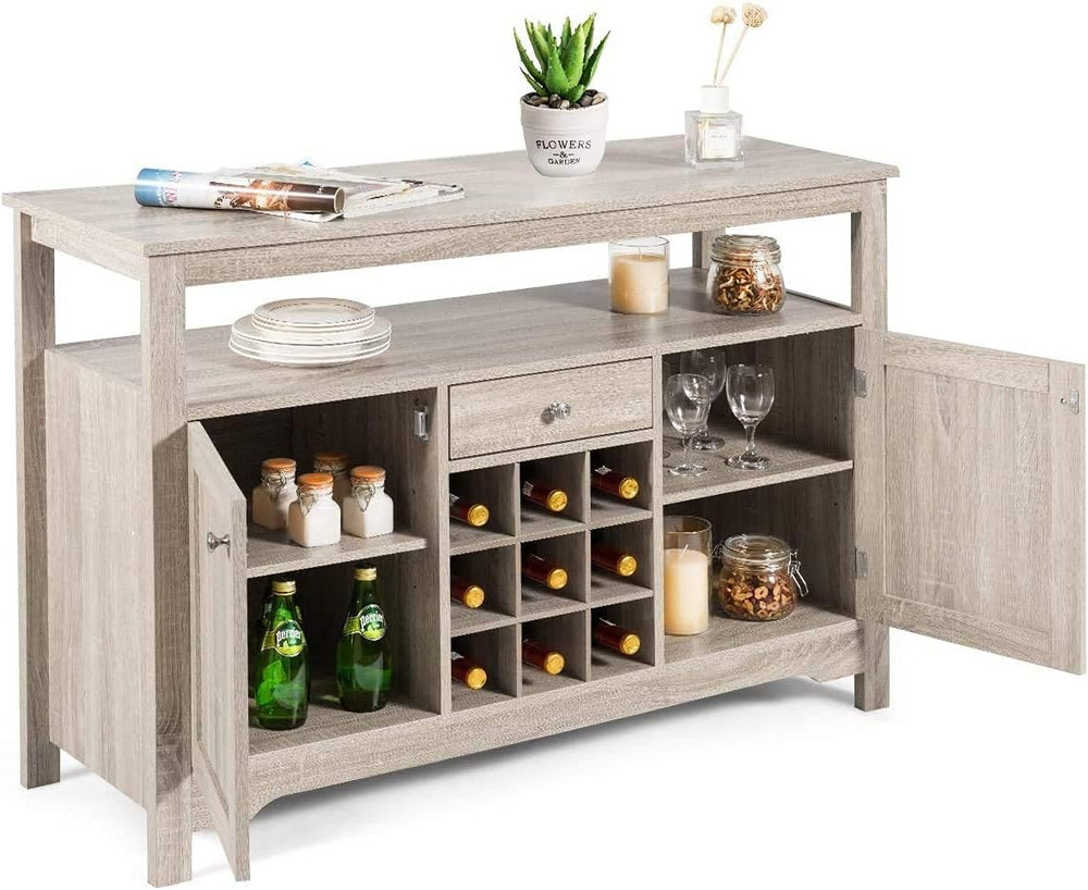 Buffet Sideboard, Wine Console Table, Wooden Kitchen Organizer W/2 Cabinets, 1 D