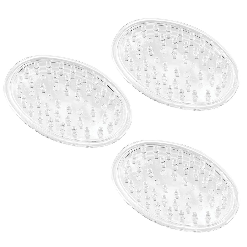 iDesign Plastic Soap Dish, Saver, and Kitchen Sponge Set of 3, Clear