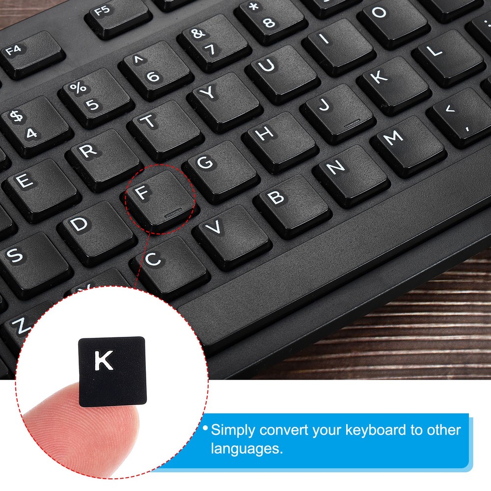 4 Pack Spanish Keyboard Sticker Cover Smooth Black Background White Lettering