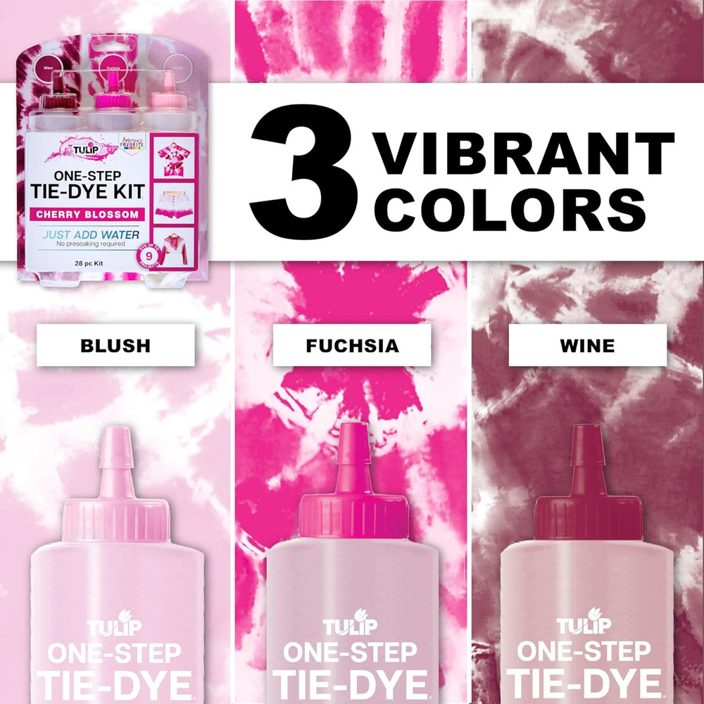 One-Step Tie-Dye 3 Color Kit, Easy Techniques, Vibrant & Permanent Fabric Design