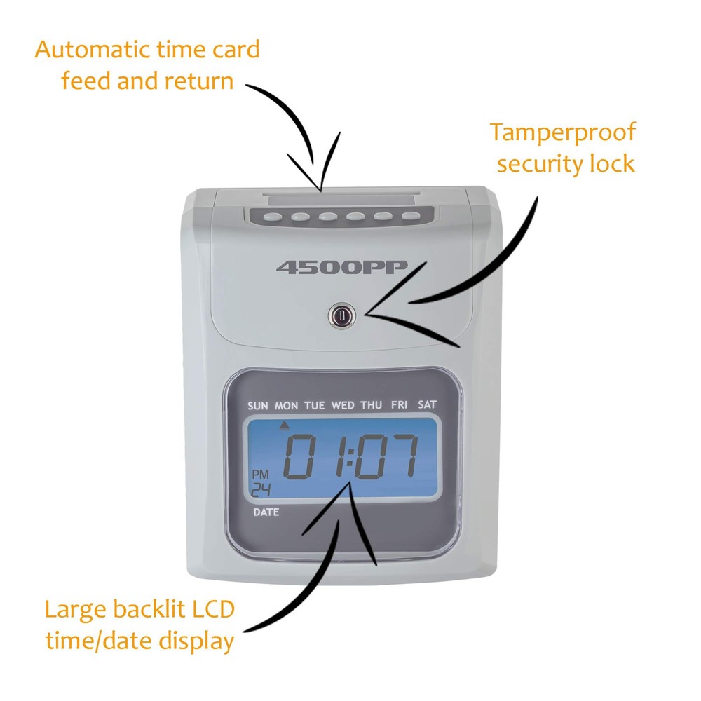 - 4500PP Electronic Calculating Time Clock [4500PPK1], Small Business Bundle ...