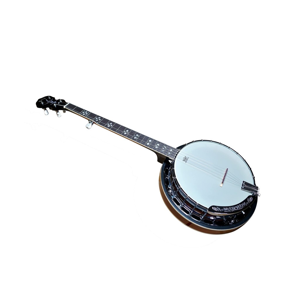 5 String Full Size Banjo Solid Back with beginner Kit Remo Head Coated Top Eu...