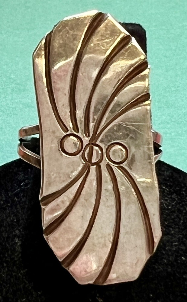 Vintage Navajo Silver Ring Size 5 Signed Sunburst Design