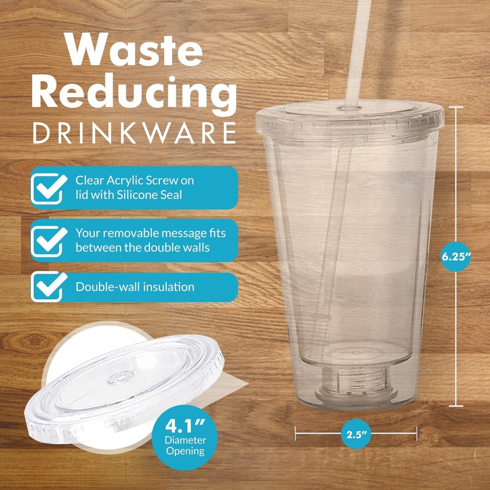 Simple Green Solutions - Customizable Paper Insert Acrylic Double Wall Cup fo...