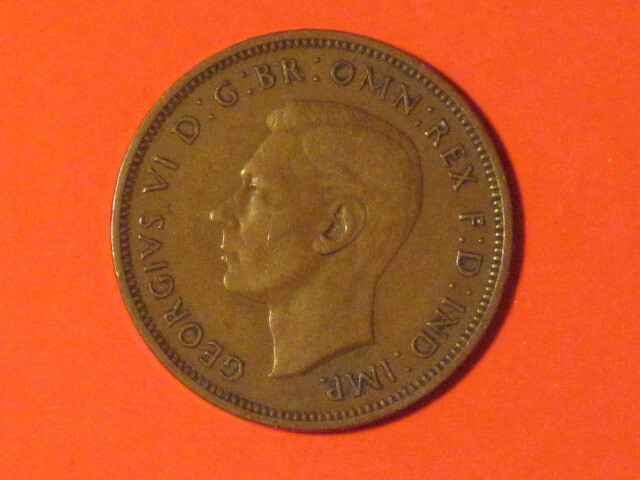 1939 Half Penny - Great Britain - KM# 844 XF