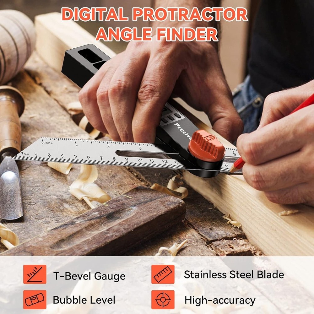 Digital Angle Finder Protractor, Preciva Digital Protractor 7 inch / 400mm St...